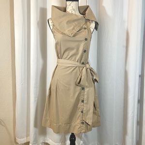 LAmade asymmetrical khaki Trench Dress with a belt